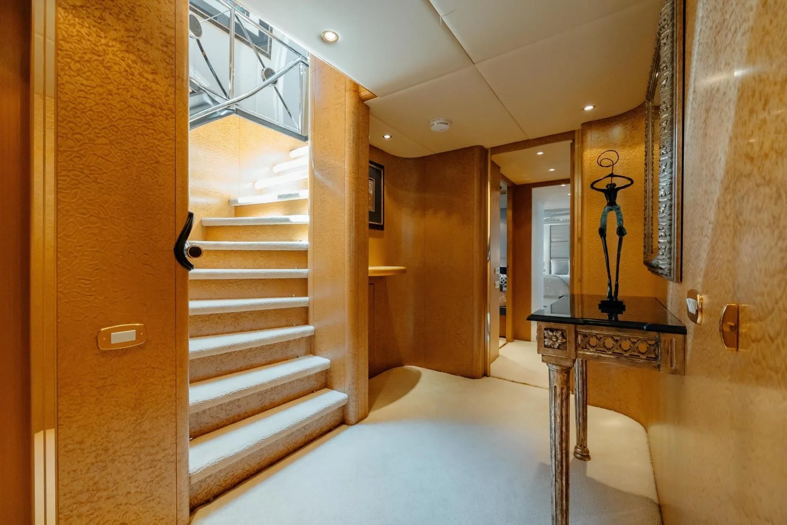 a staircase in a house aboard DREAM RIDER Yacht for Sale