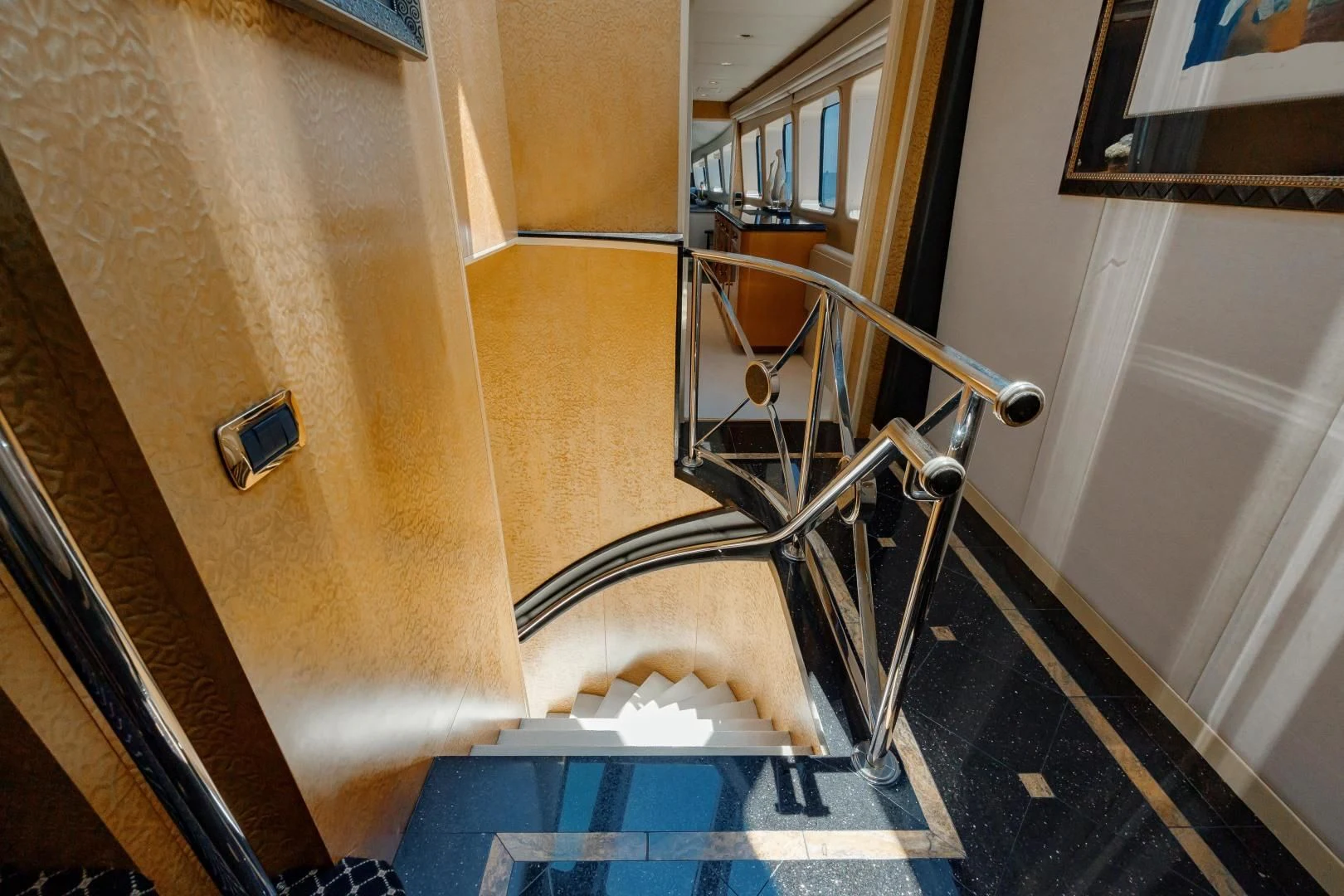 a ladder on a carpet aboard DREAM RIDER Yacht for Sale