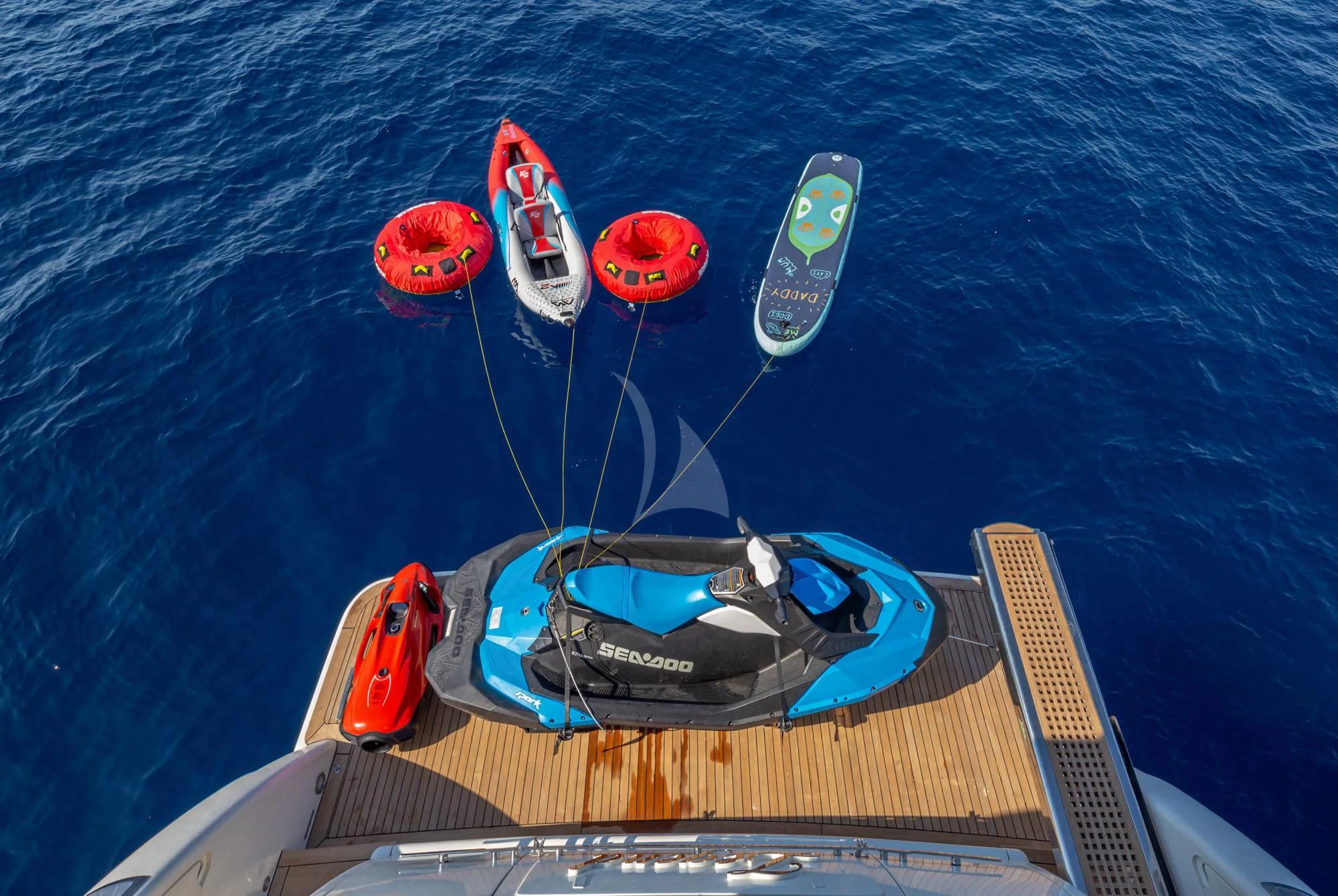 a boat with various accessories aboard LEGEND Yacht for Sale