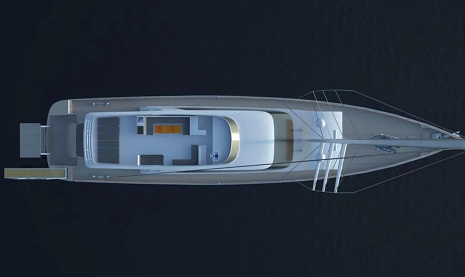 a white building with a light on it aboard LION Yacht for Sale