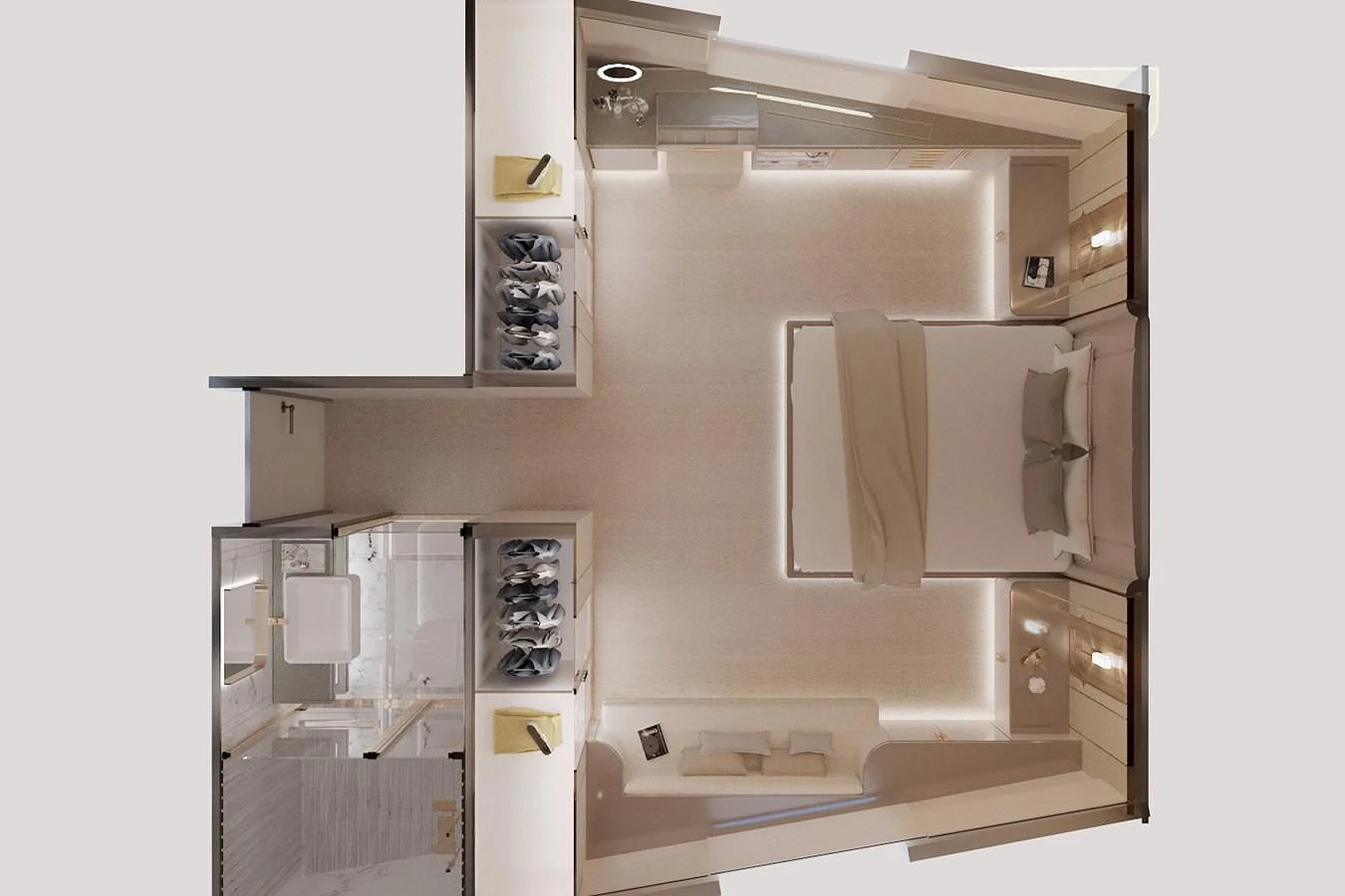 a white kitchen with a white cabinet aboard LION Yacht for Sale