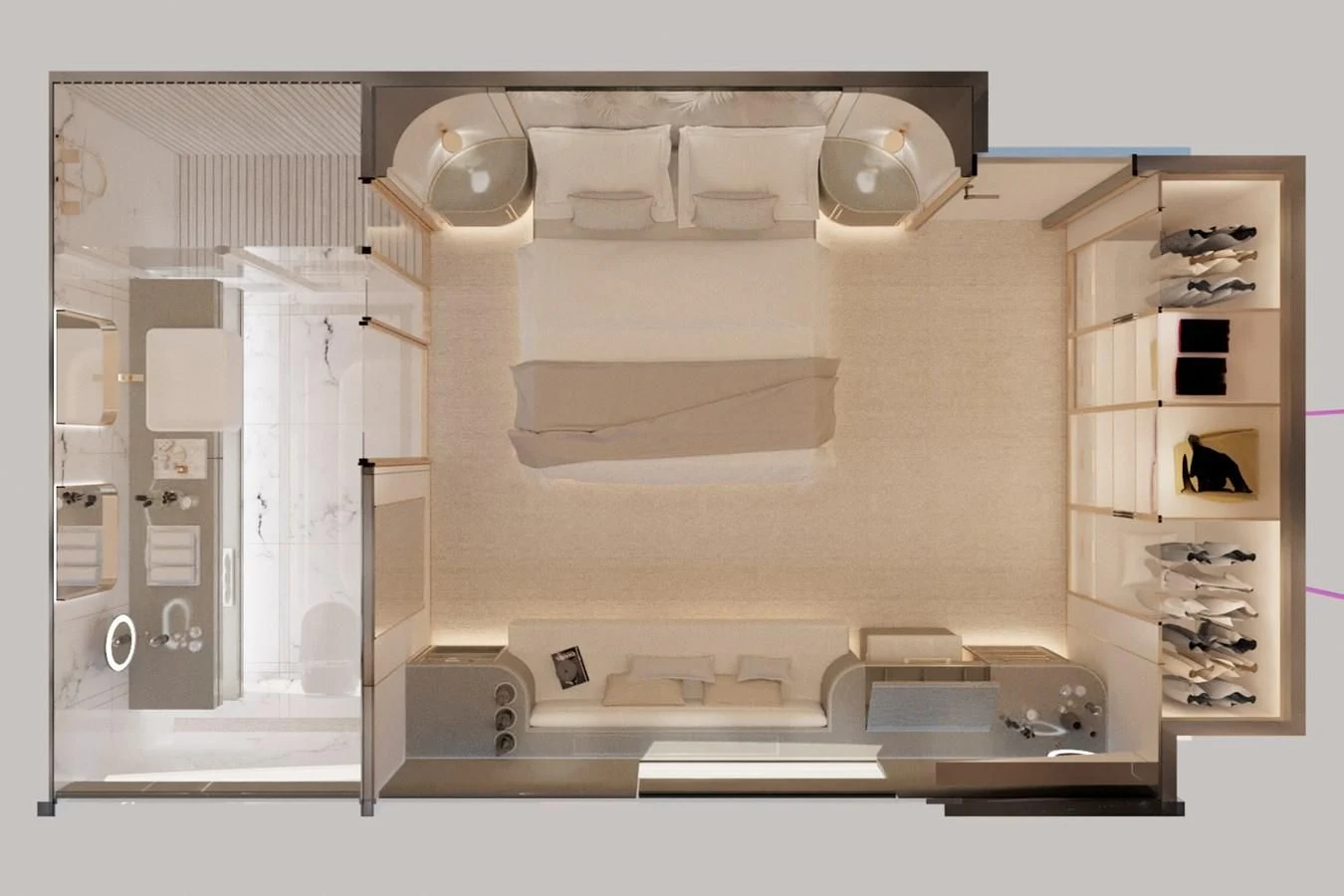 a white cabinet with drawers aboard LION Yacht for Sale