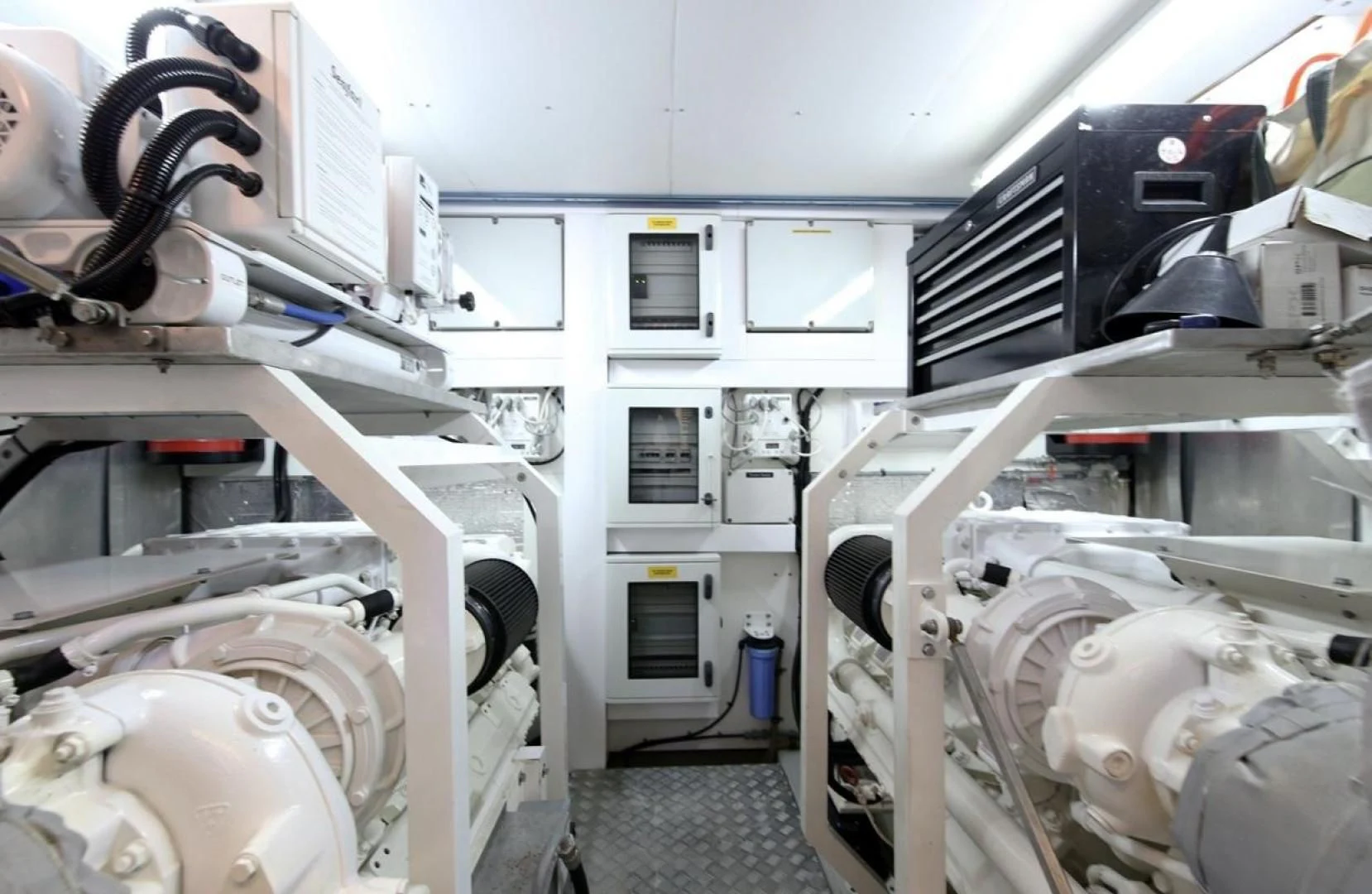 a close-up of a white vehicle aboard SEA C Yacht for Sale