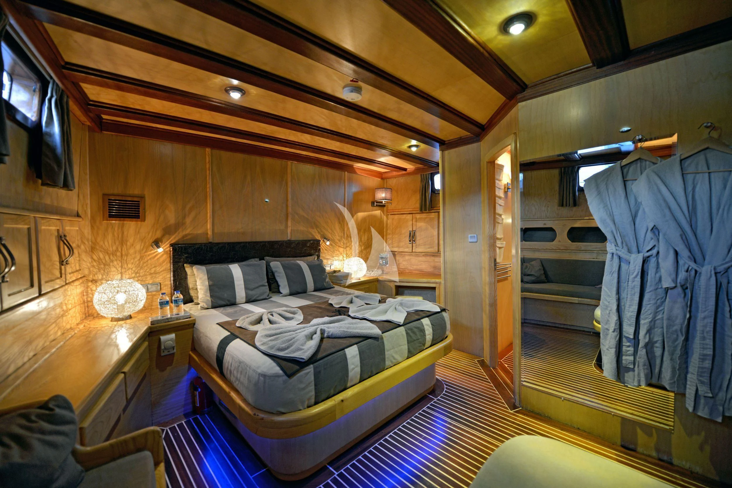 a bed in a room aboard DERIN DENIZ Yacht for Sale