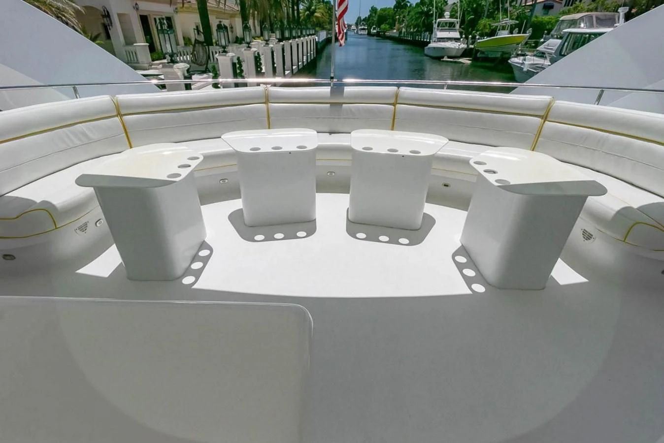 a group of white cups on a table aboard PURELY PLEASURE Yacht for Sale