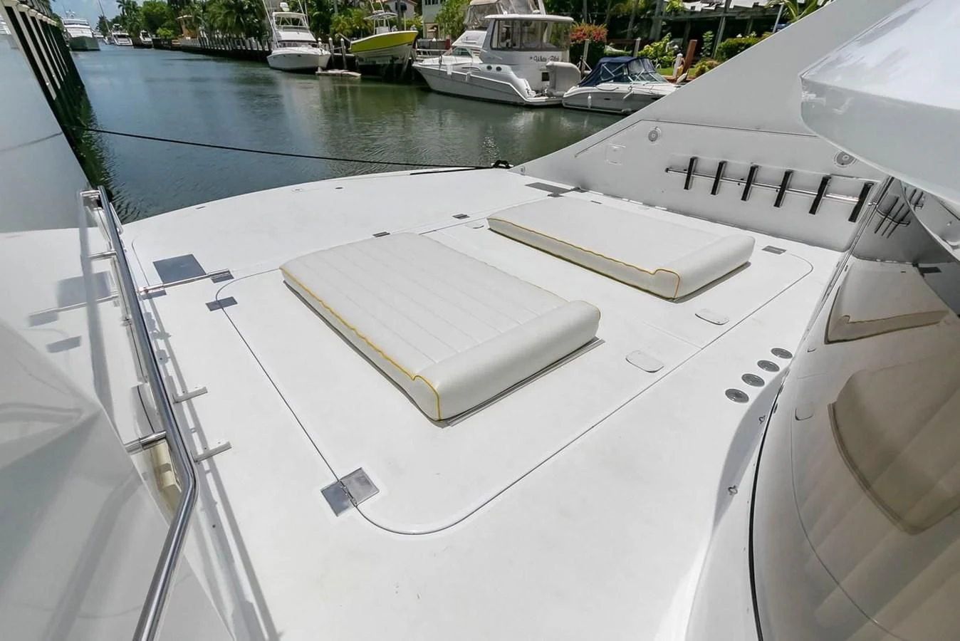 a boat with papers on it aboard PURELY PLEASURE Yacht for Sale