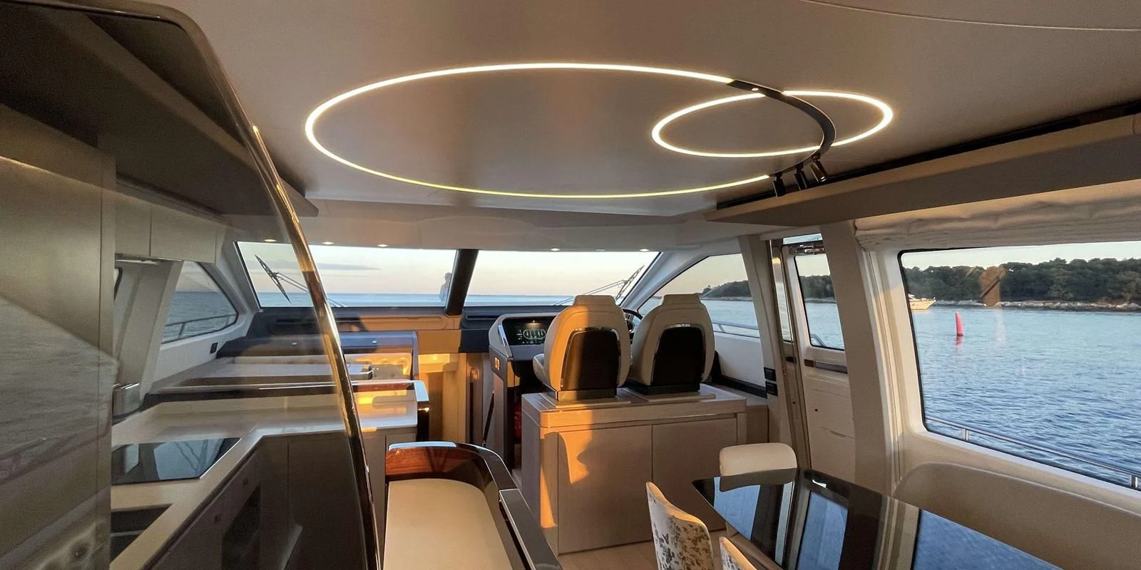 the inside of a vehicle aboard SOLSTICE Yacht for Sale