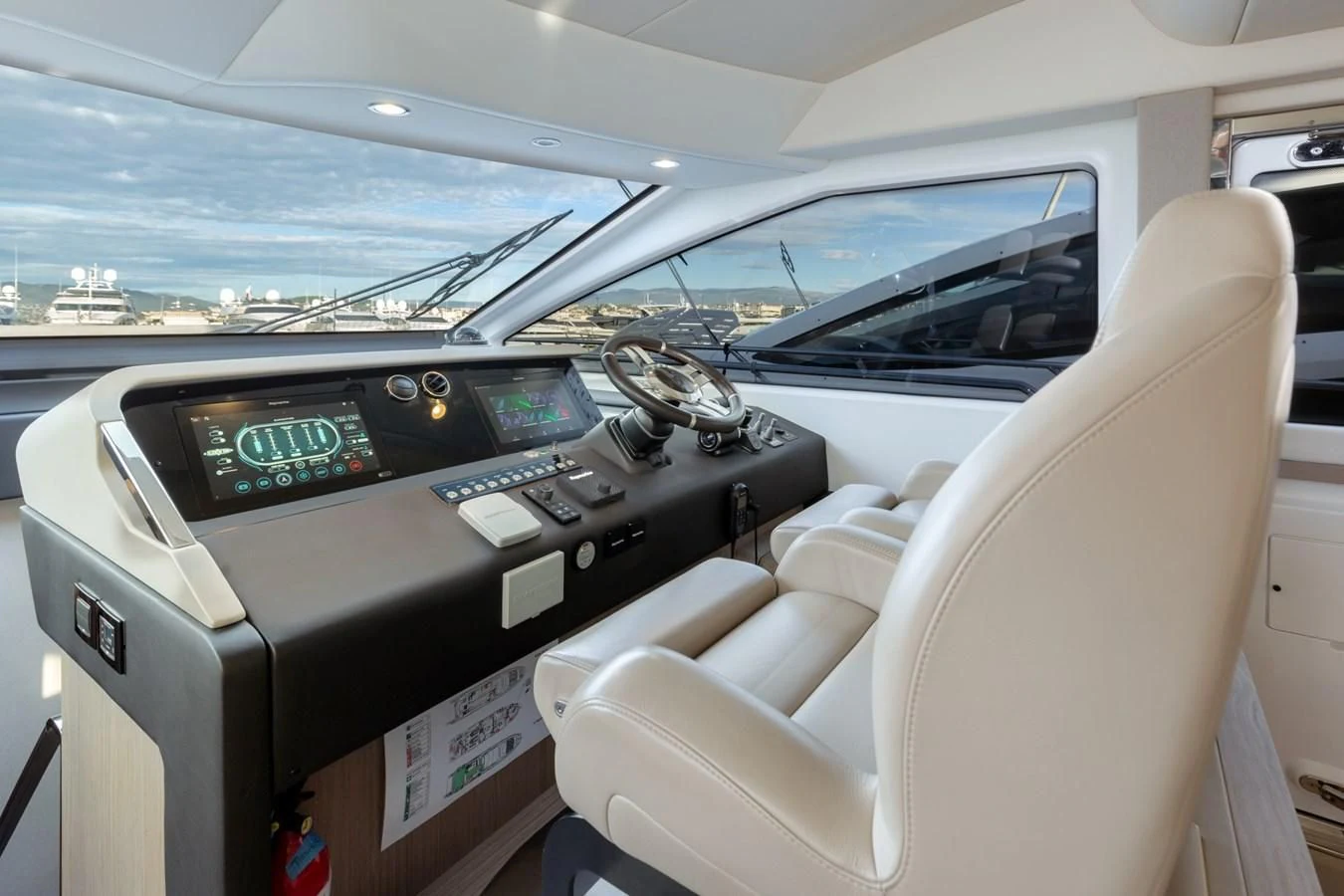 the inside of a car aboard SOLSTICE Yacht for Sale