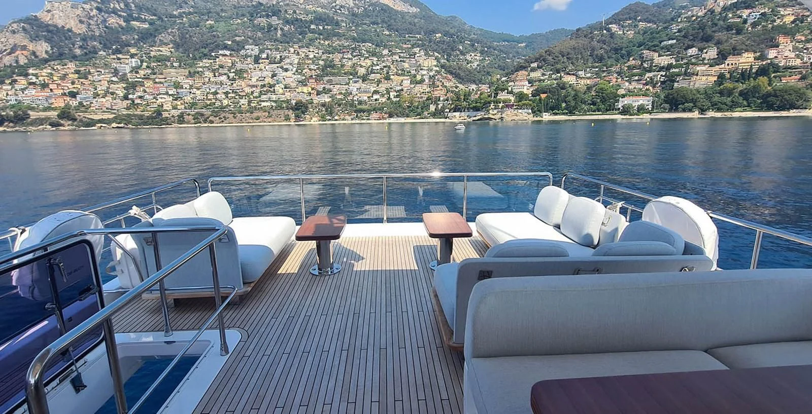 a boat on a lake aboard SOLSTICE Yacht for Sale
