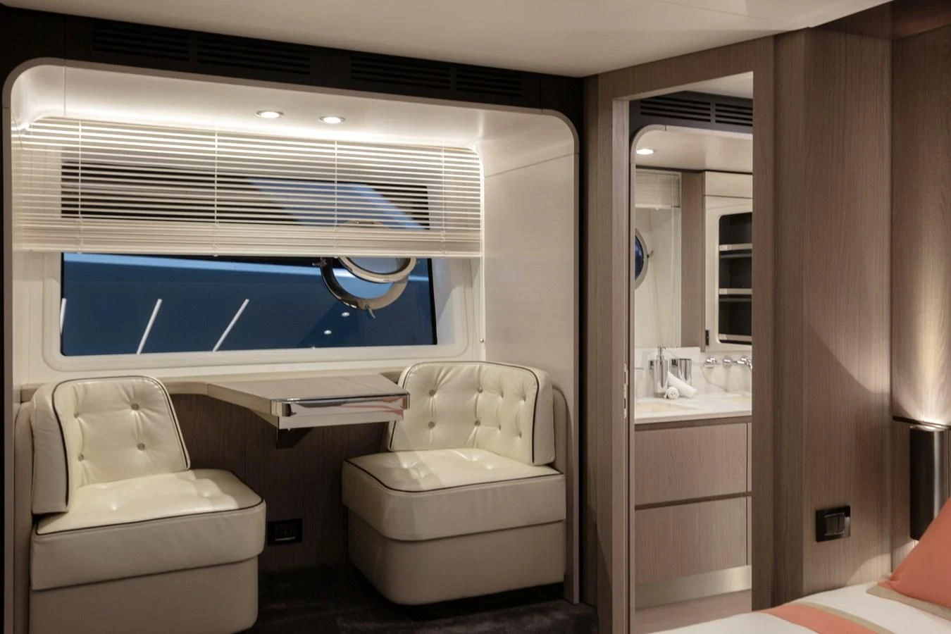 a bathroom with a bathtub and a sink aboard SOLSTICE Yacht for Sale