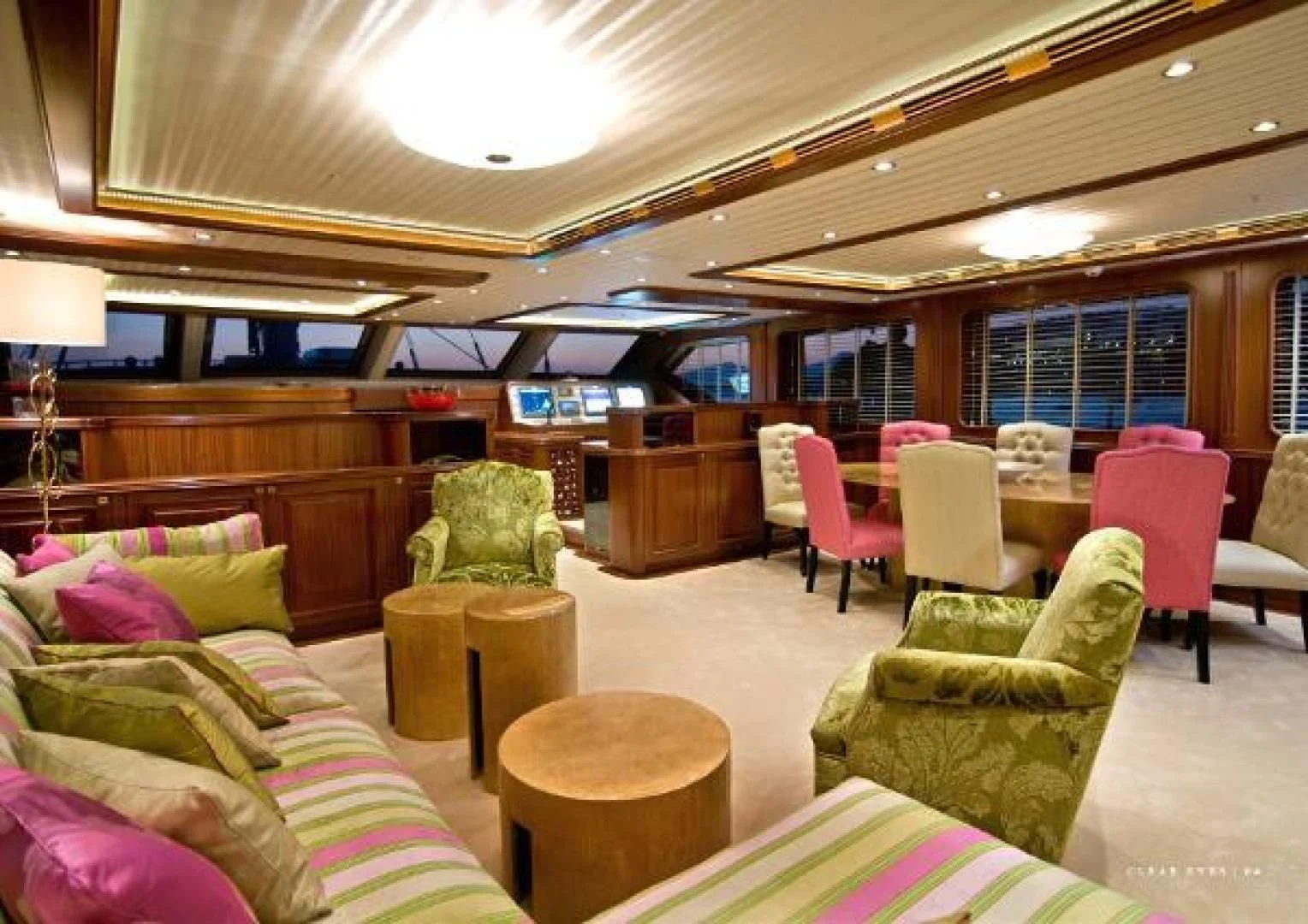 a room with a couch and chairs aboard CLEAR EYES Yacht for Sale