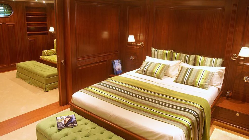 a bed in a room aboard CLEAR EYES Yacht for Sale