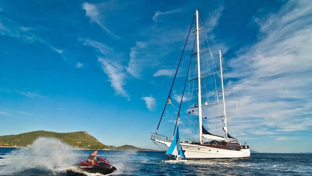 a boat sailing on the sea aboard CLEAR EYES Yacht for Sale