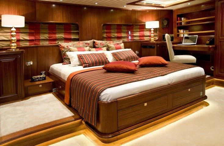 a bed in a room aboard CLEAR EYES Yacht for Sale