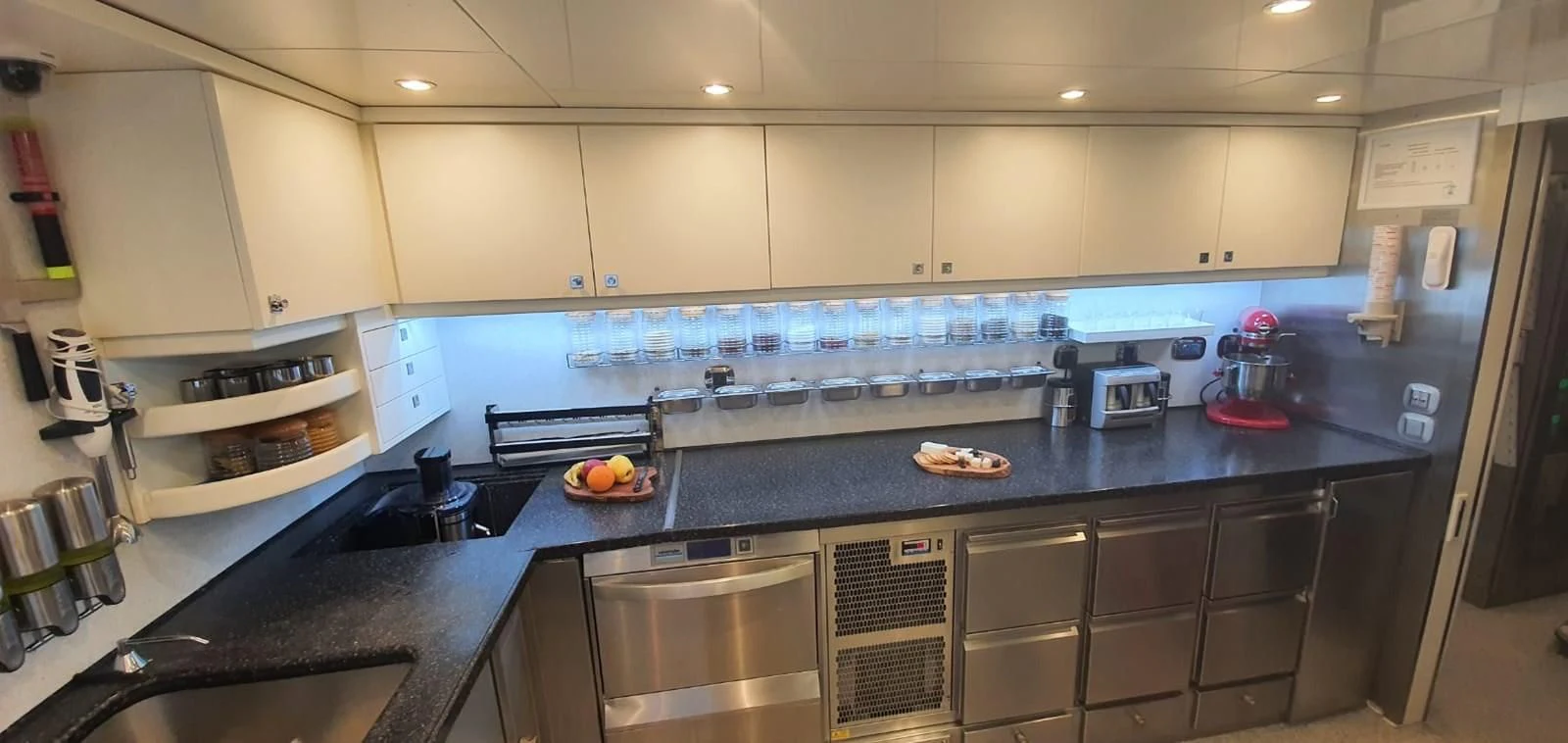 a kitchen with a countertop aboard CLEAR EYES Yacht for Sale