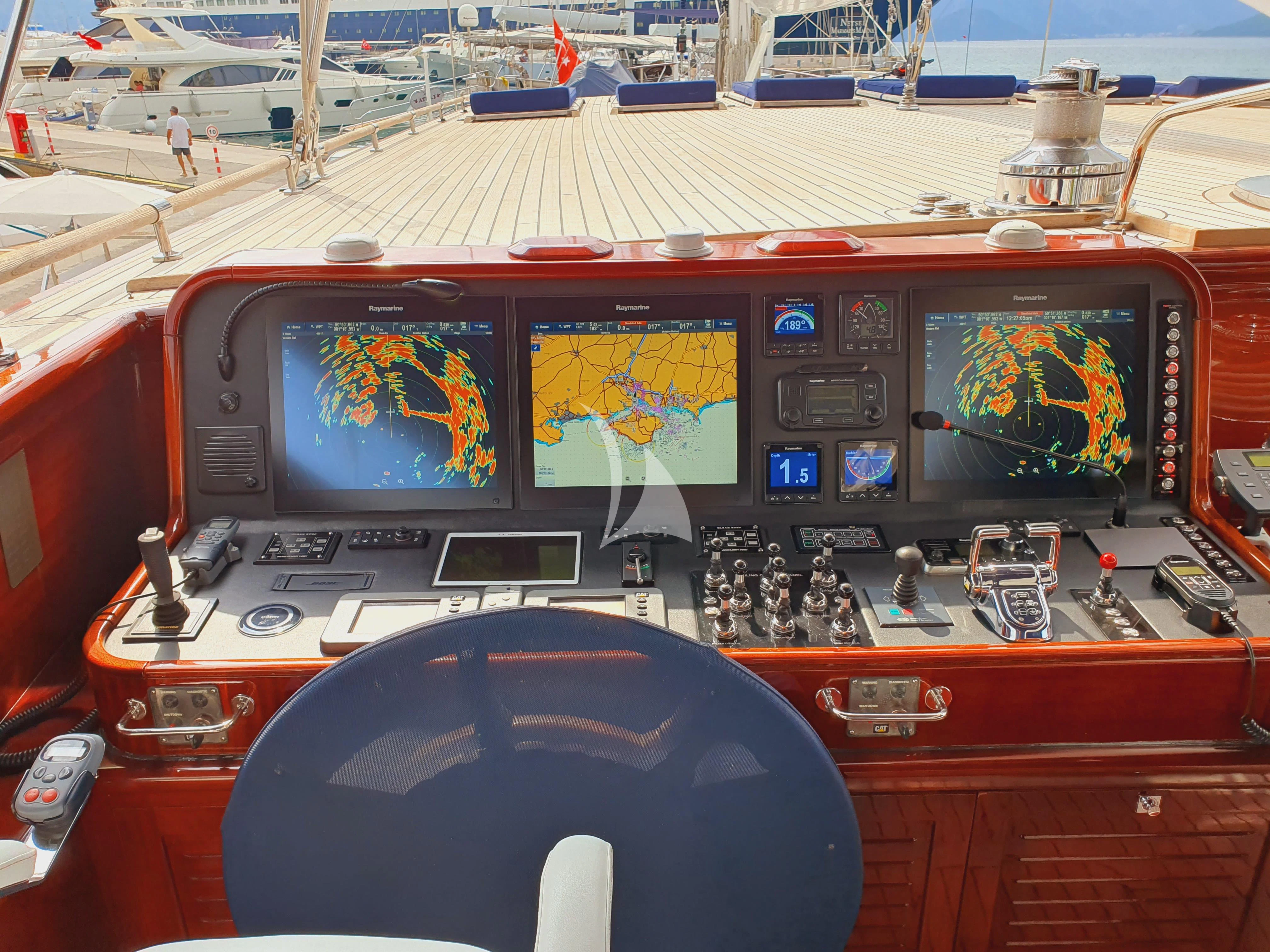 a cockpit of an airplane aboard CLEAR EYES Yacht for Sale