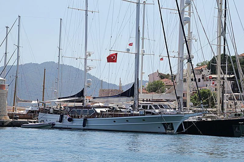 a boat docked at a pier aboard CLEAR EYES Yacht for Sale