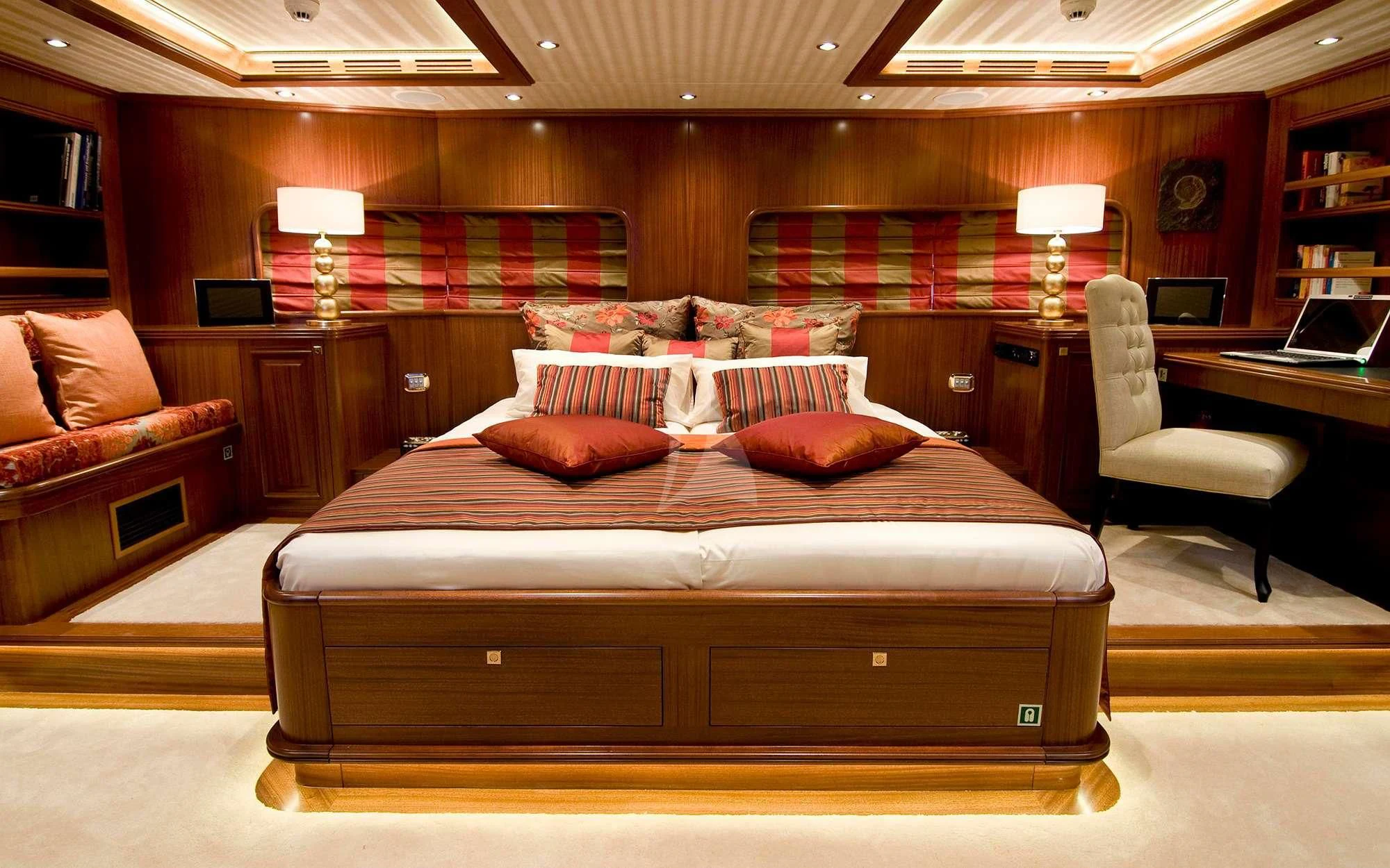 a bed in a room aboard CLEAR EYES Yacht for Sale