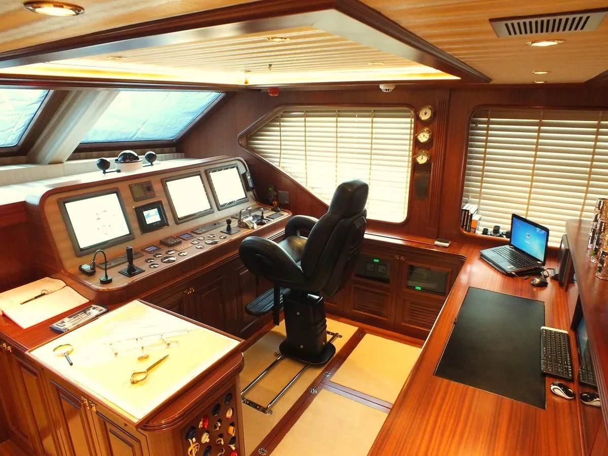 an office with computers aboard CLEAR EYES Yacht for Sale
