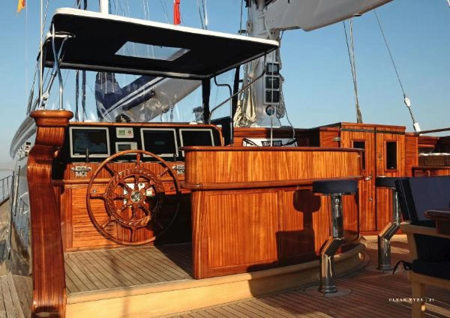 a boat on a dock aboard CLEAR EYES Yacht for Sale