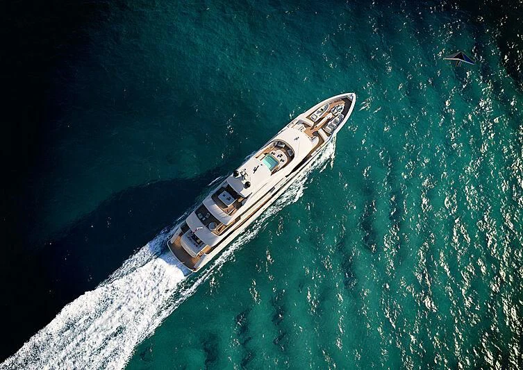 a ship in the water aboard IRIS BLUE Yacht for Sale