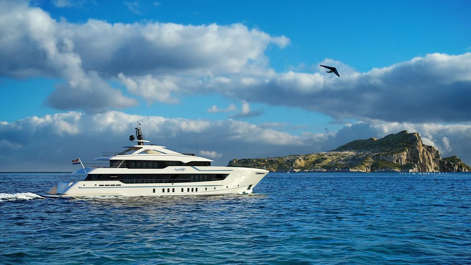 a boat on the water aboard IRIS BLUE Yacht for Sale