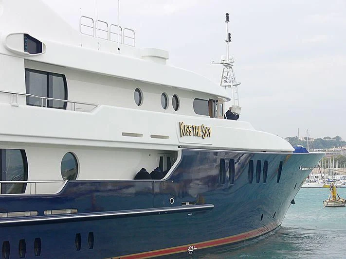 a large white boat in the water aboard HARMONY Yacht for Sale
