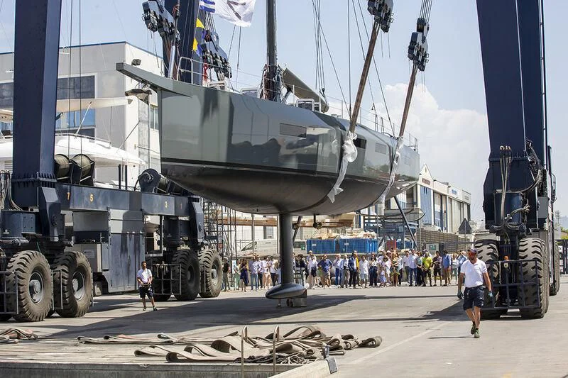 a large military tank on a military vehicle aboard MOKA III Yacht for Sale