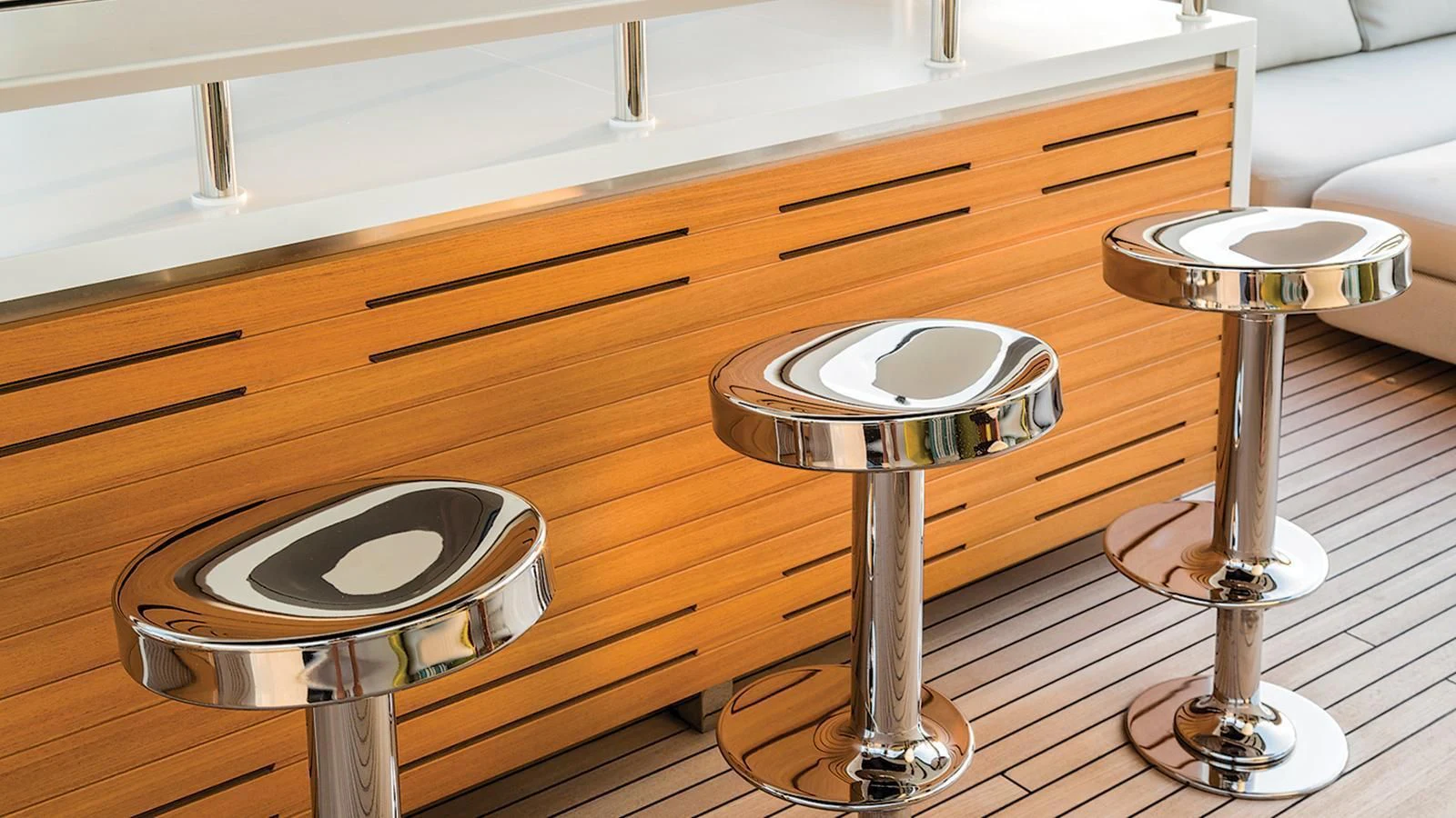 a drum set on a table aboard SEASUN Yacht for Sale