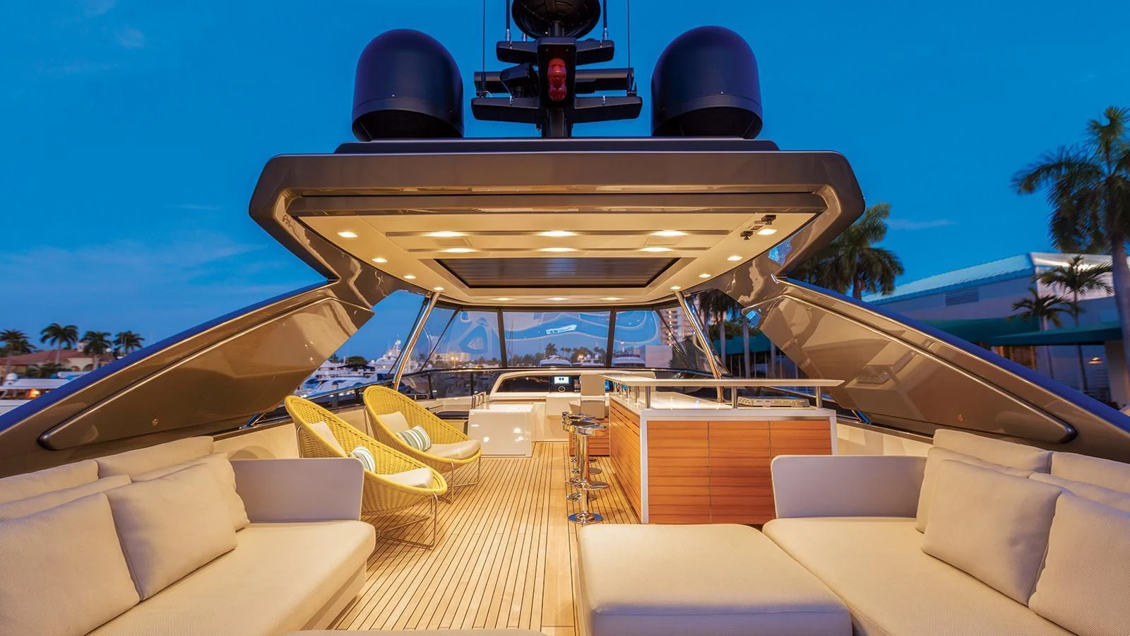 a boat on a deck aboard SEASUN Yacht for Sale