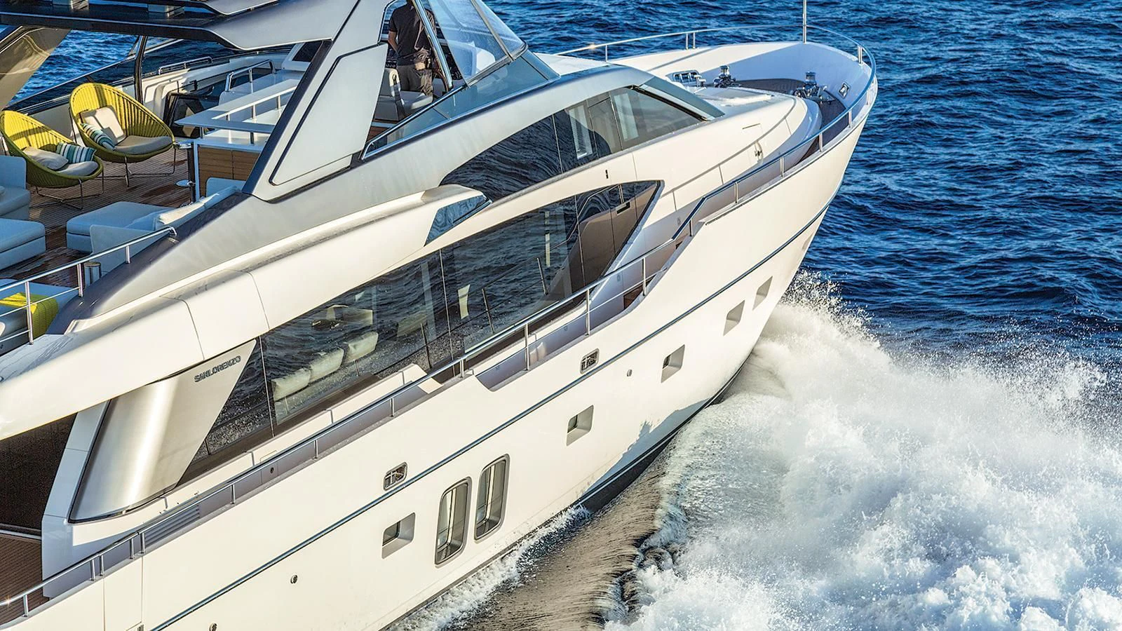 a white boat on the water aboard SEASUN Yacht for Sale