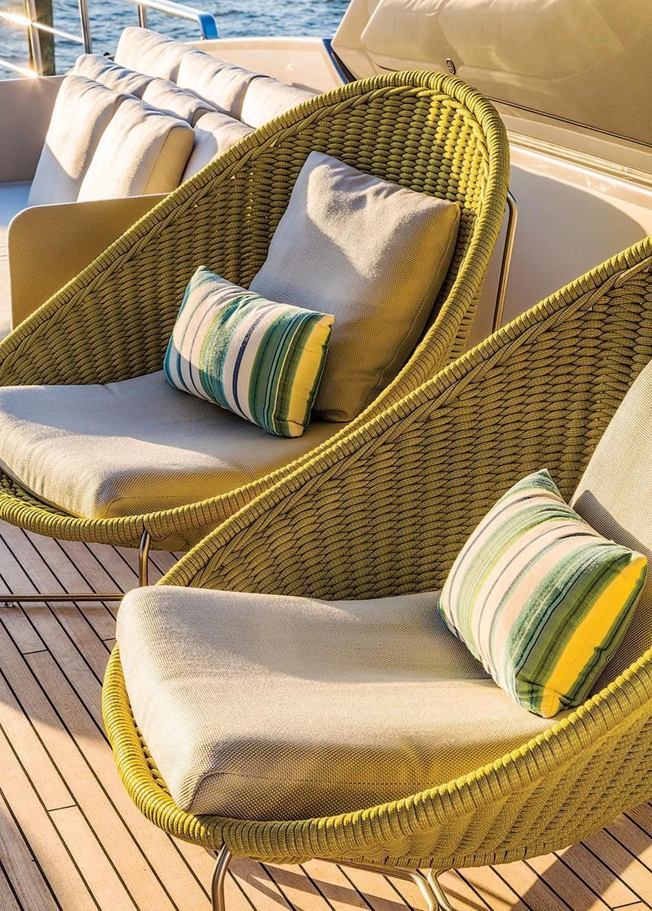 pillows on a couch aboard SEASUN Yacht for Sale