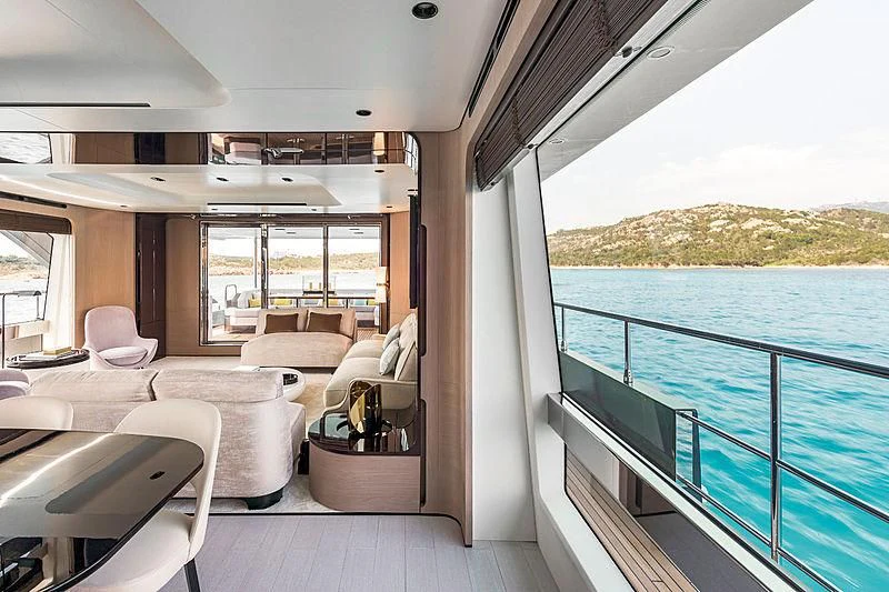 a boat with a large body of water and a couch aboard R.DARENBEN Yacht for Sale