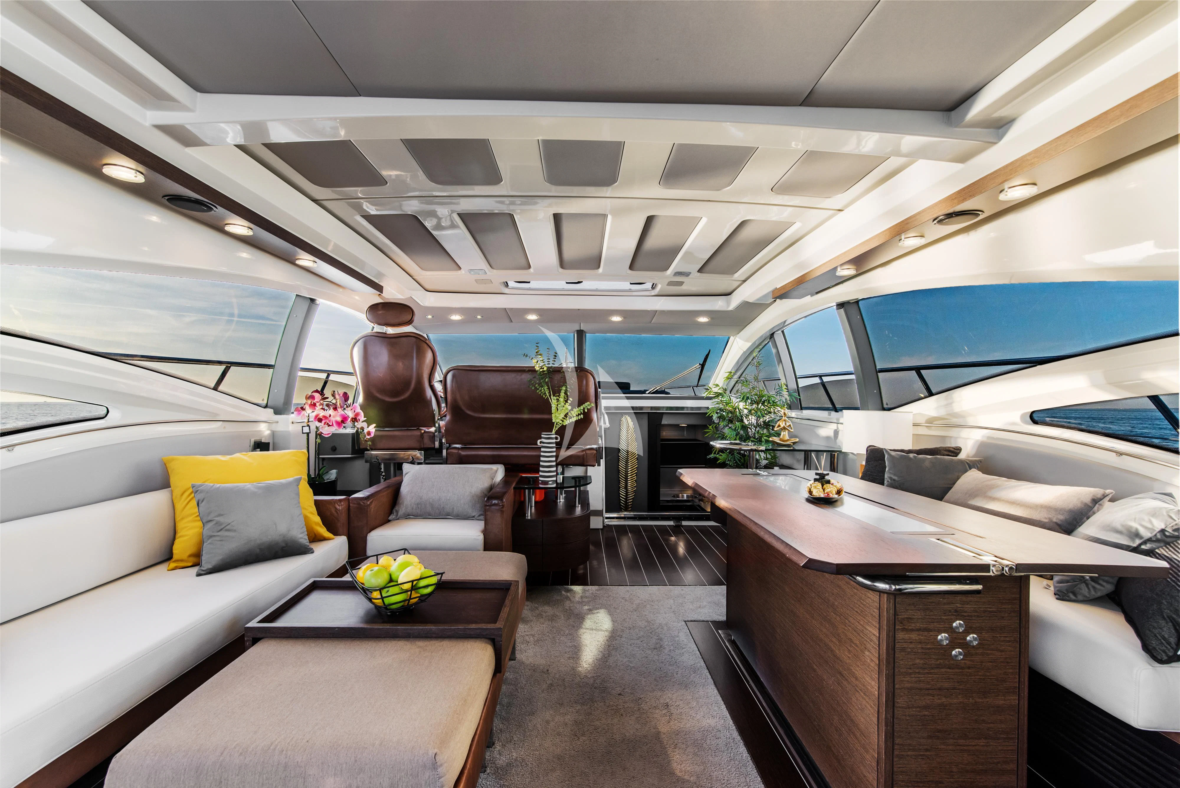 inside of a train aboard FALCH Yacht for Charter