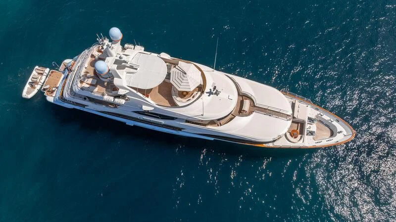 a high angle view of a ship aboard CHECKMATE Yacht for Charter