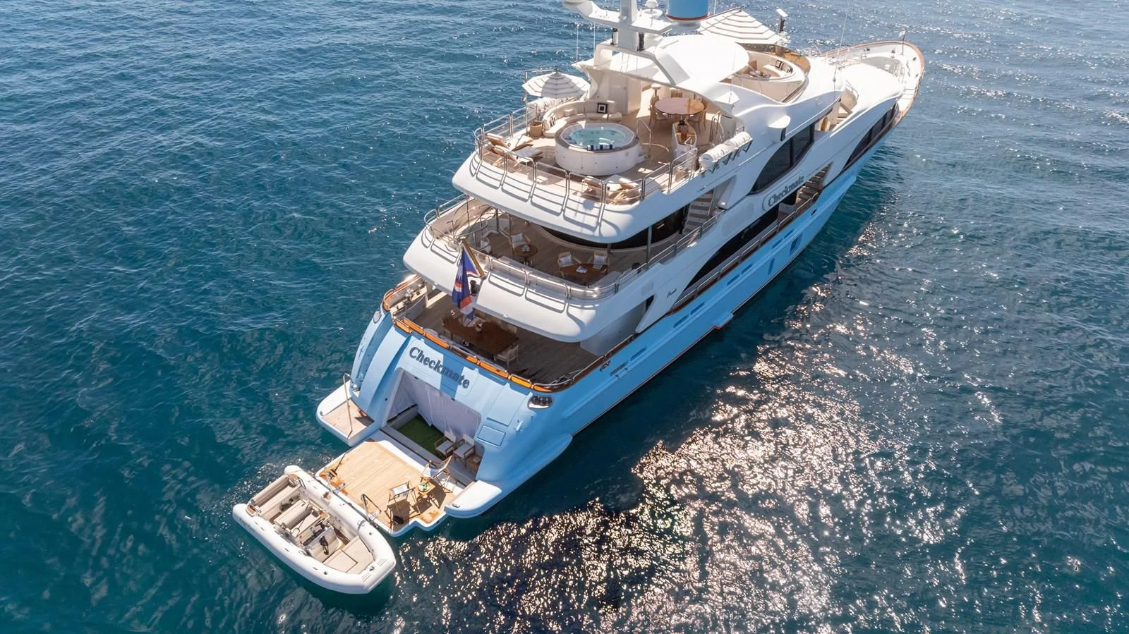 a ship in the water aboard CHECKMATE Yacht for Charter