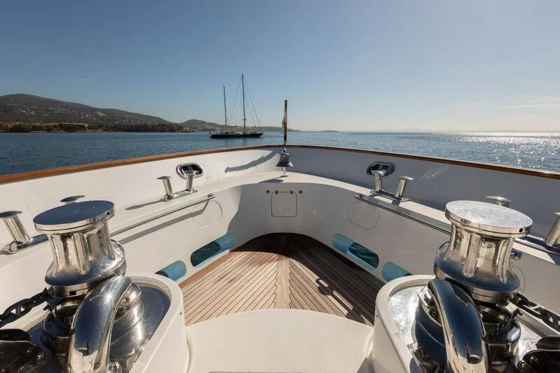 a boat with a kettle on it aboard CHECKMATE Yacht for Charter