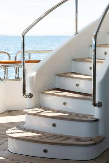 a boat with a metal frame aboard CHECKMATE Yacht for Charter