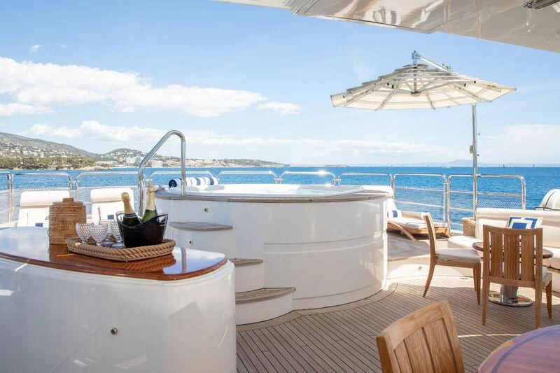 a boat on a deck aboard CHECKMATE Yacht for Charter