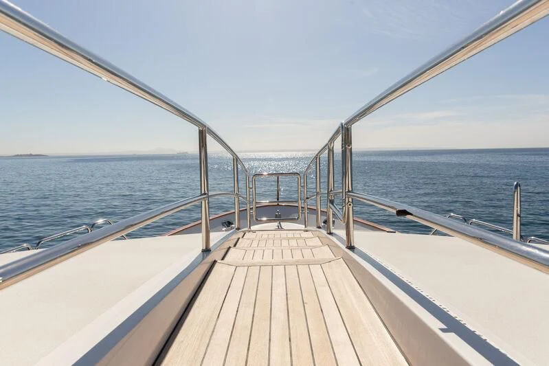 a wooden walkway over water aboard CHECKMATE Yacht for Charter