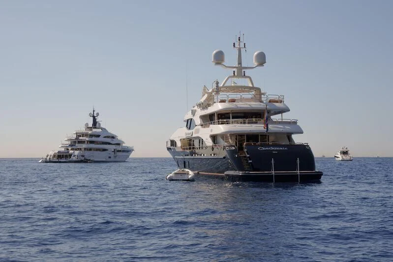 a group of boats in the water aboard CHECKMATE Yacht for Charter