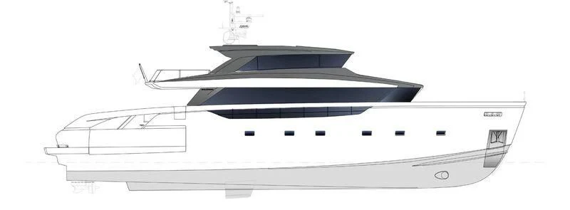 a white and black model of a house aboard SANLORENZO SX100/119 Yacht for Sale