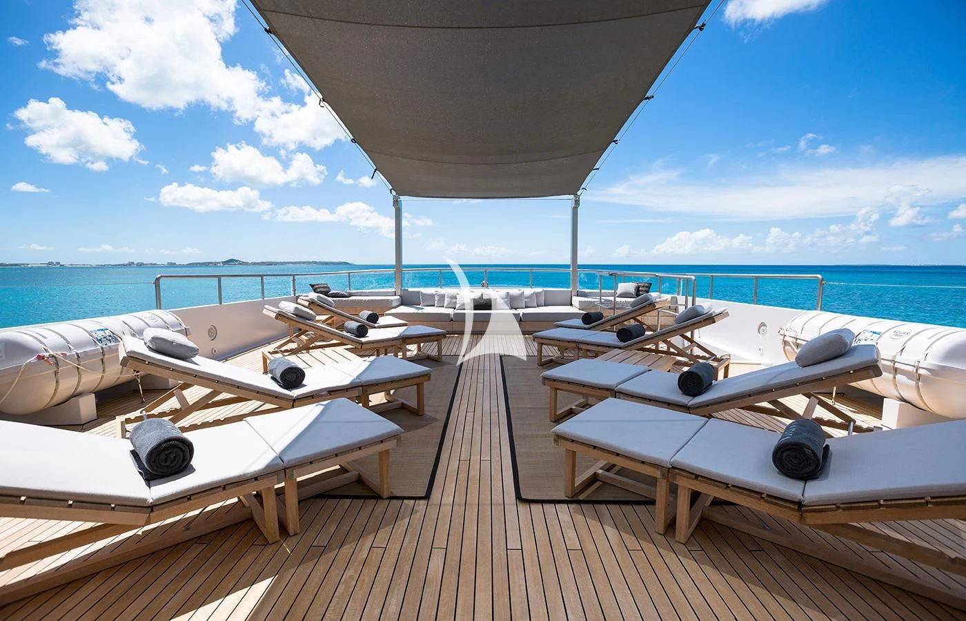 a deck with boats on it aboard MARIU Yacht for Sale