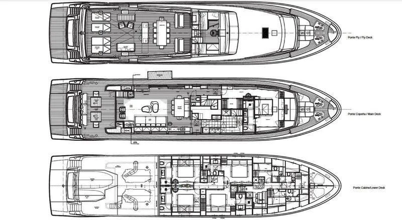 diagram, engineering drawing aboard PHANTOM Yacht for Sale