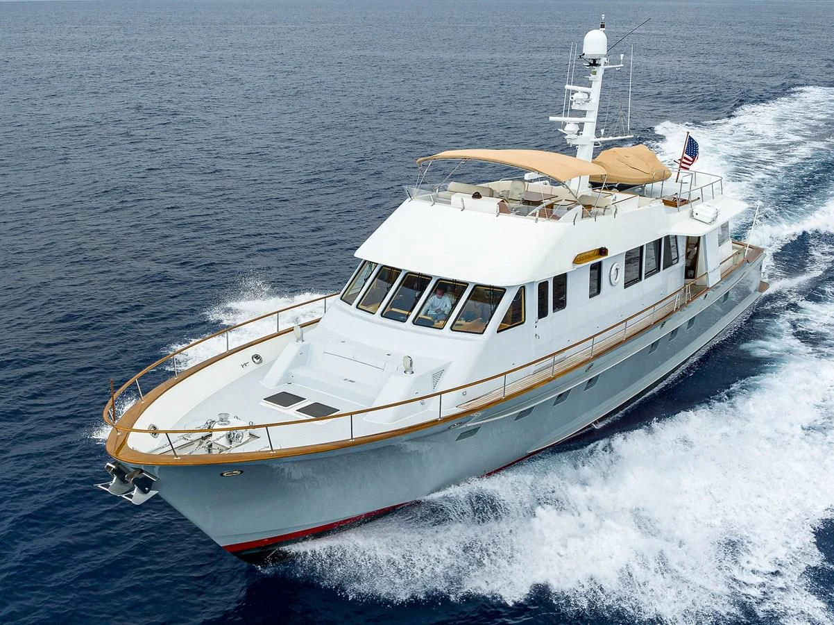 a large white ship aboard ELECTRA Yacht for Sale