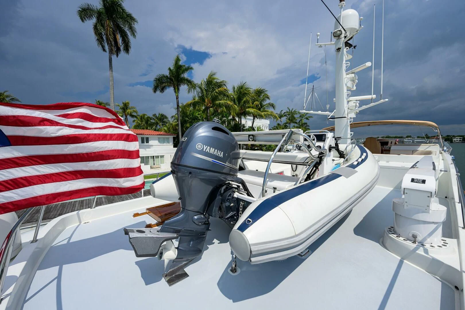 a jet plane on a deck aboard ELECTRA Yacht for Sale