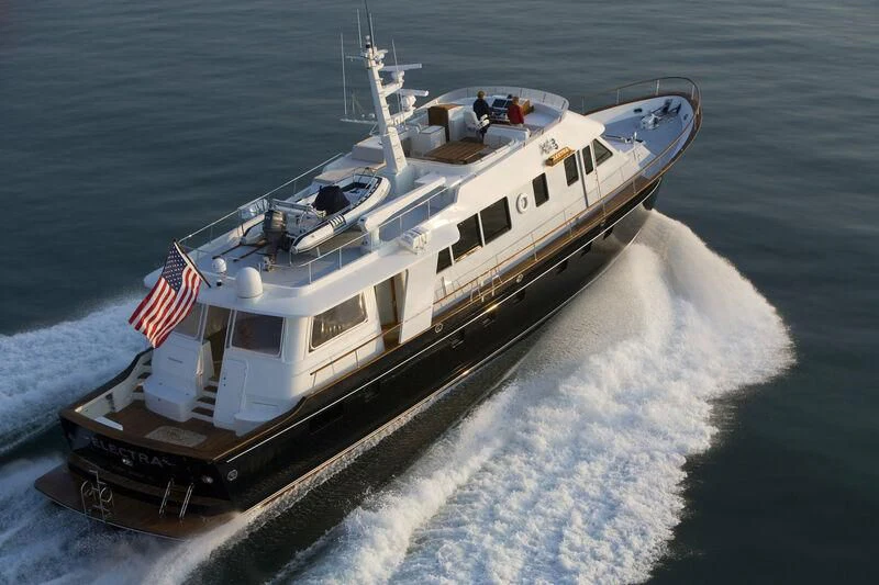 a ship on the water aboard ELECTRA Yacht for Sale