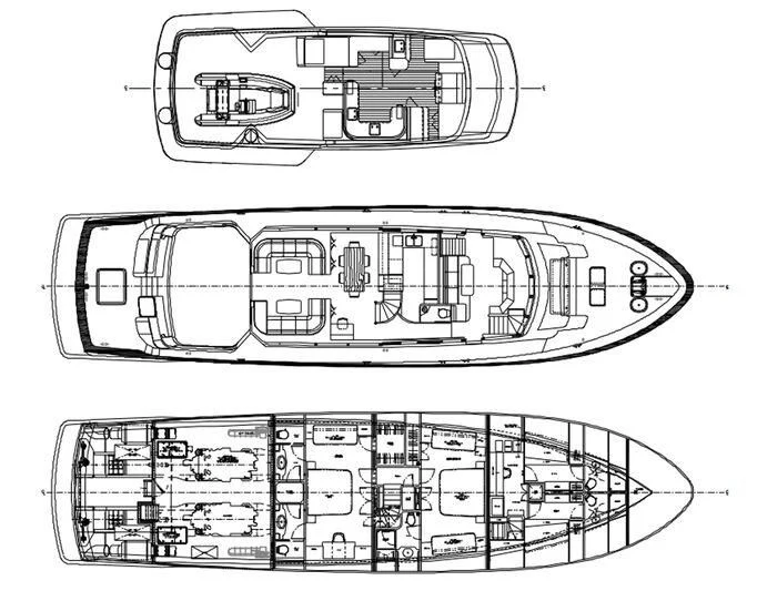 diagram, engineering drawing aboard ELECTRA Yacht for Sale