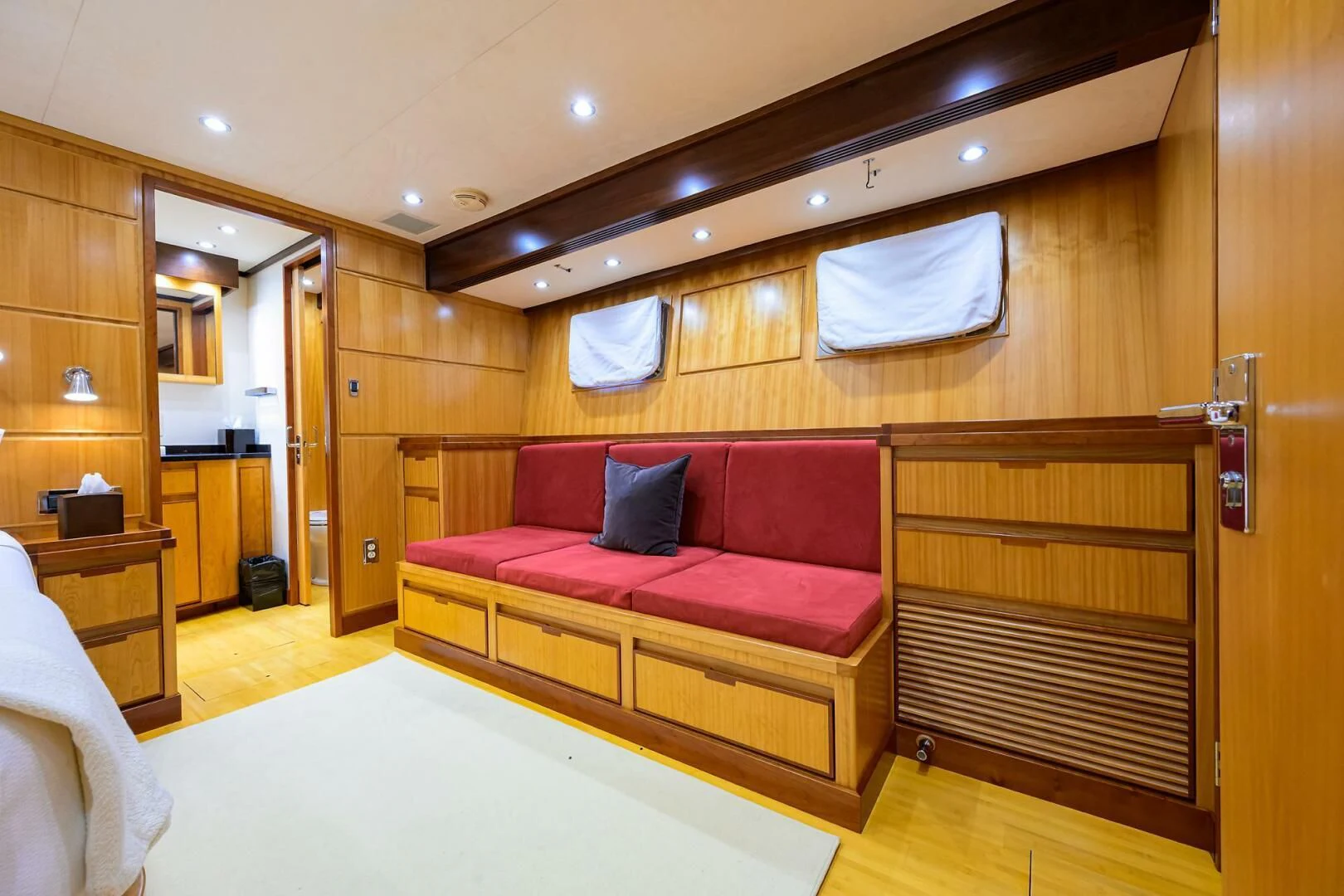 a bed in a room aboard ELECTRA Yacht for Sale