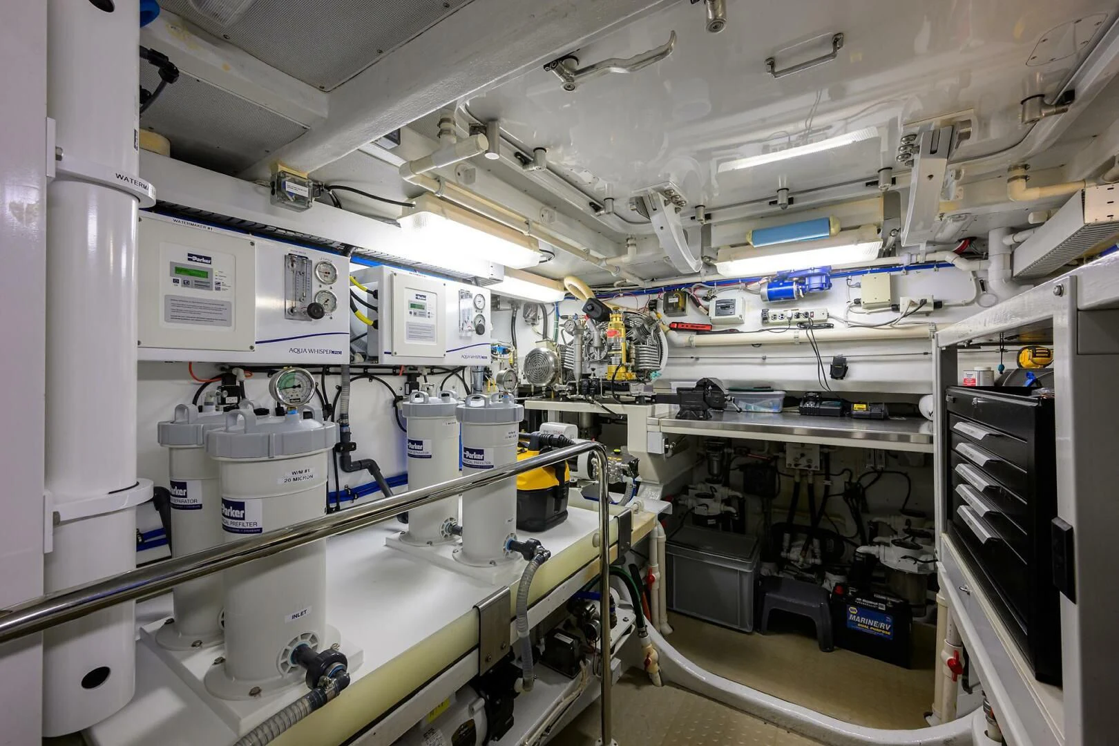 a room with machinery aboard ELECTRA Yacht for Sale